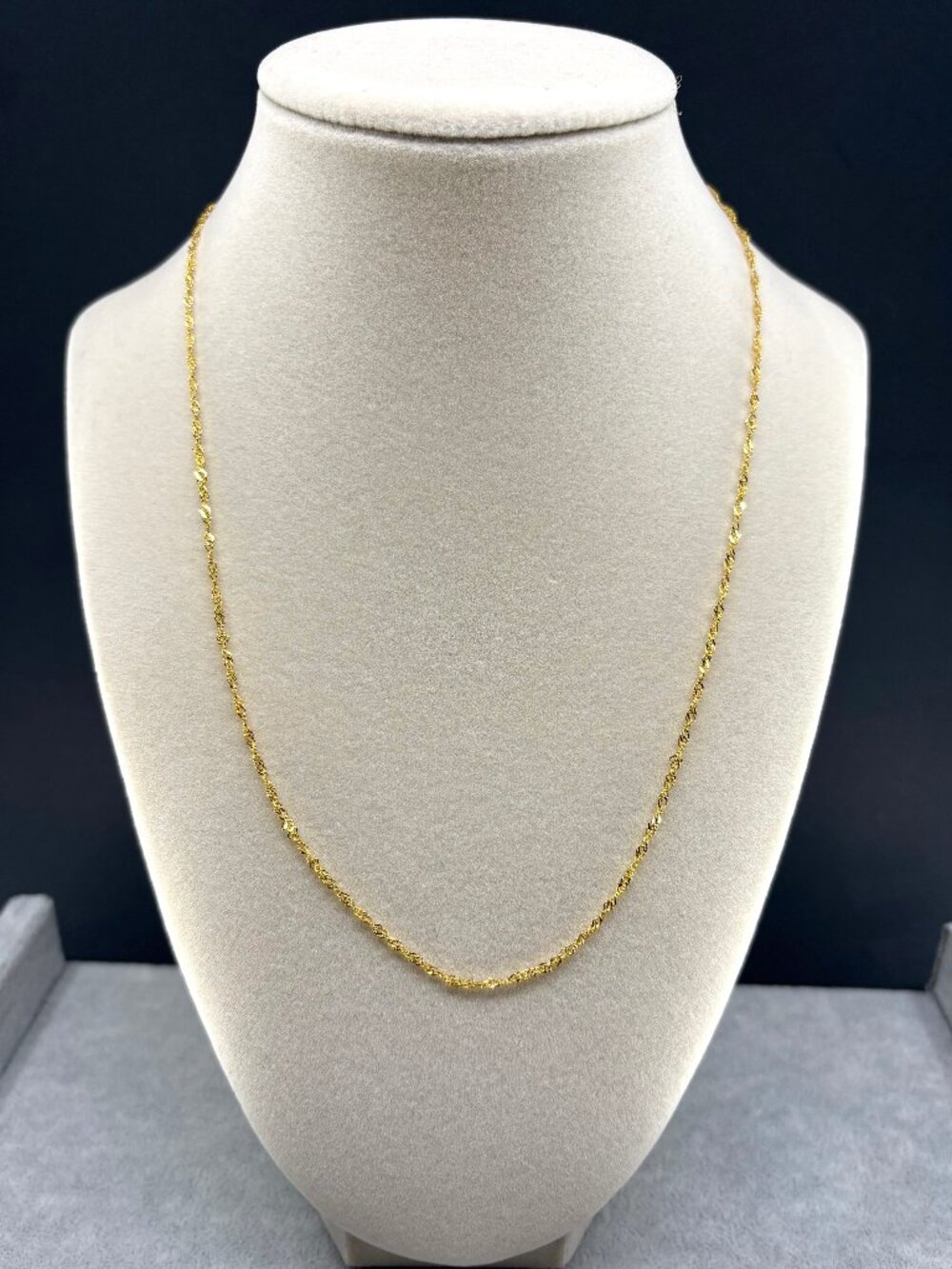 18K Gold Plated 990 Fine Silver 1.3mm Water Wave Chain Necklace 20" 1.7g